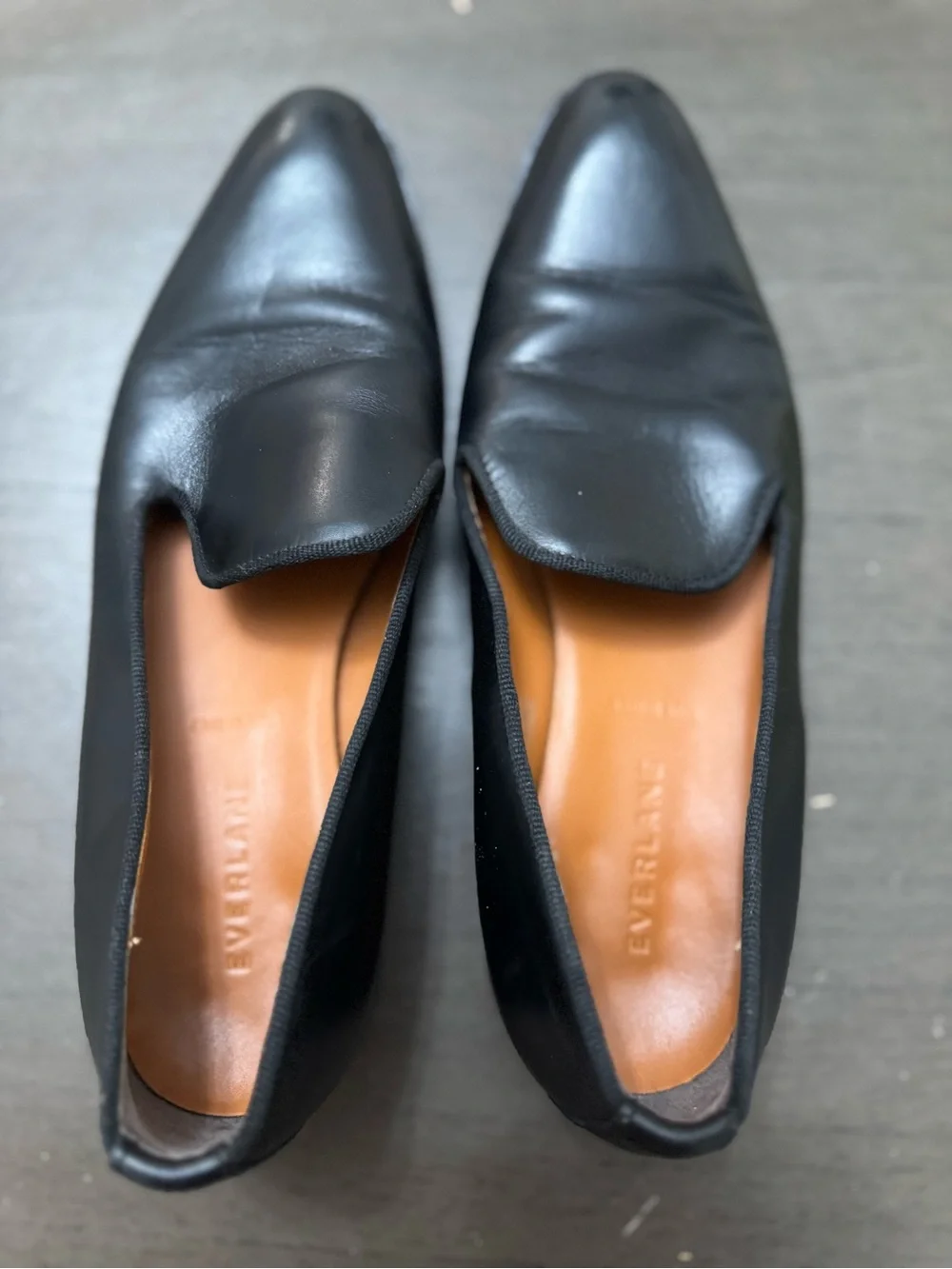 Everlane Shoes The Modern Loafer Leather Slip On Stacked   Heel Black Size 7.5